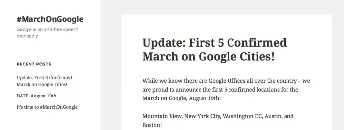 另类右派将举行“March on Google”游行活动来抗议谷歌解雇工程师